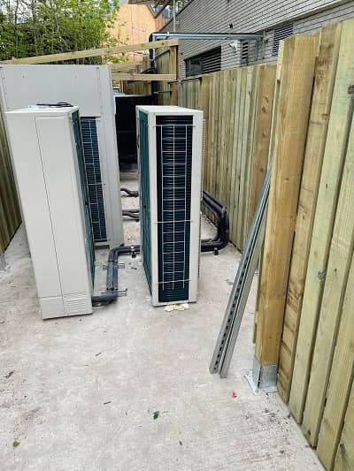Commercial air conditioning condenser units fitted by UK Aircon, air conditioning installers serving Newcastle